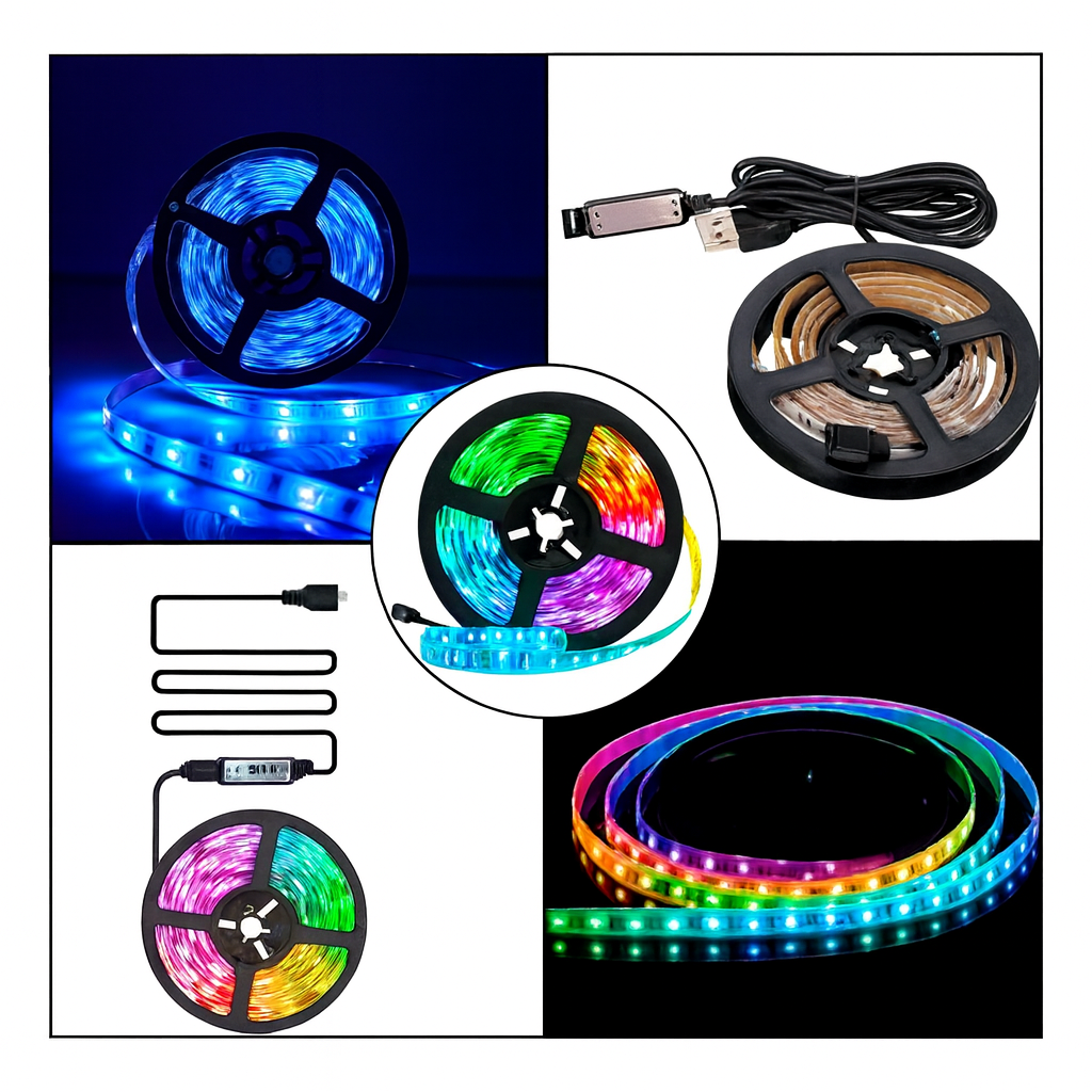 Fita LED RGB 5m KAP-5050P Kapbom – Controle via Bluetooth, USB 5V