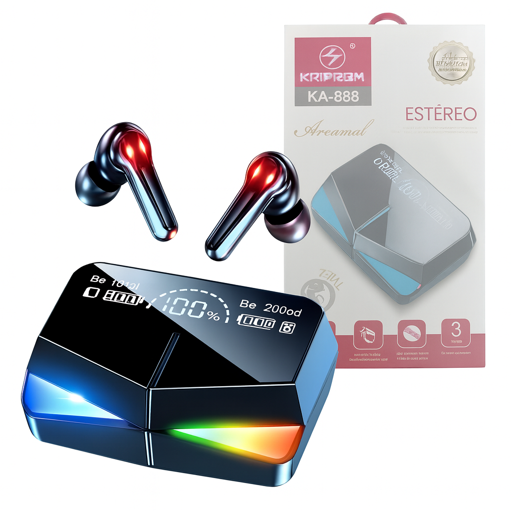 Fones De Ouvido Auricular Bluetooth Wireless Touch Luz Rgb K