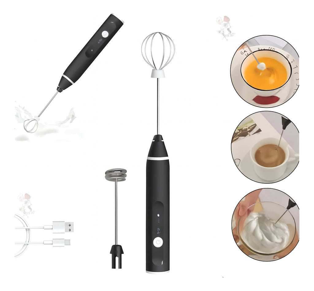 Mini Mixer Elétrico Recarregável Multiuso Para Bebidas E Ovo