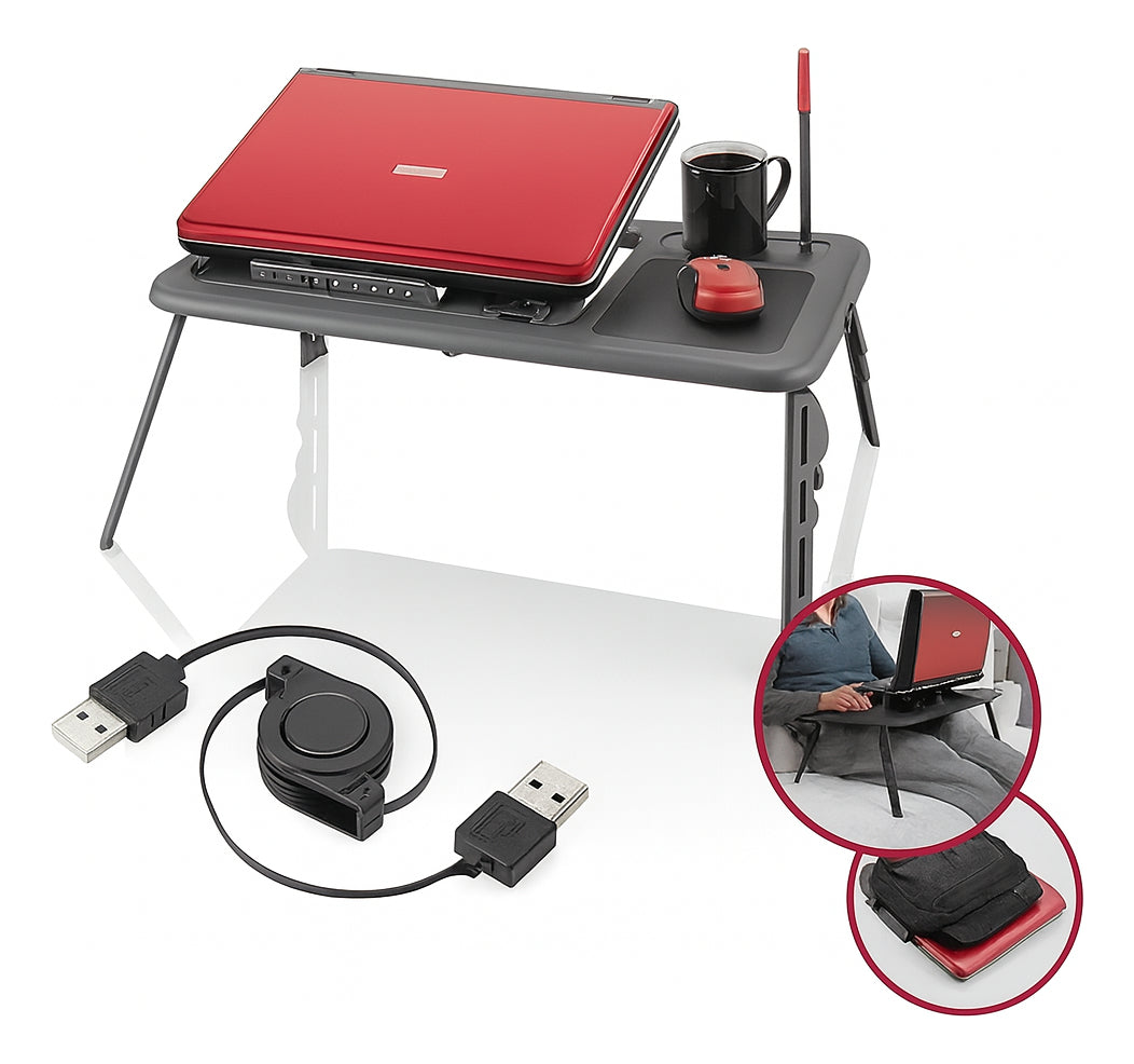 Mesa para Notebook com Cooler – Conforto, Ergonomia e Refrigeração em Qualquer Lugar