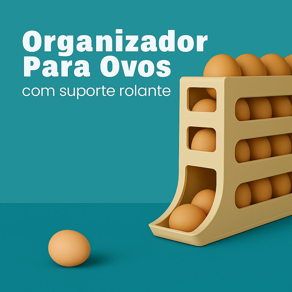 Organizador Para Ovos Com Suporte Rolante Cinza