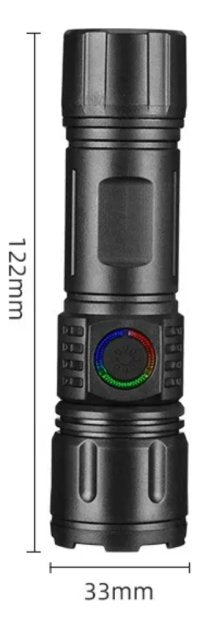 Lanterna Tática Portátil Carregamento Usb Luz Led Rgb Kapbom